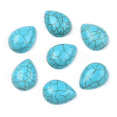 Craft Findings Dyed Synthetic Turquoise Gemstone Flat Back Teardrop Cabochons TURQ-S270-15x20mm-01-1