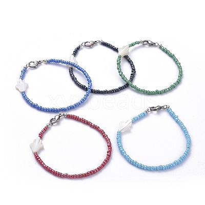 Glass Seed Bead Beaded Bracelets BJEW-JB05255-1