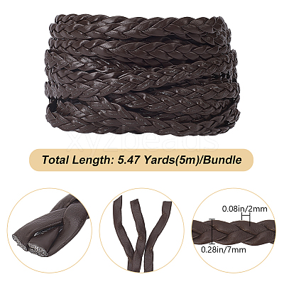 Flat PU Leather Braided Cord OCOR-WH0086-87A-04-1