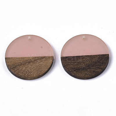 Transparent Resin & Walnut Wood Pendants RESI-S358-02B-H40-1