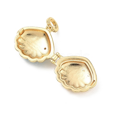 Brass Micro Pave Clear Cubic Zirconia Photo Locket Pendants X-KK-A303-15A-G-1