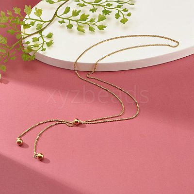 Round Beads Lariat Necklace for Girl Women NJEW-JN03709-1