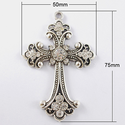 Alloy Rhinestone Cross Big Pendants LS-ALRI-1475-P-NR-1