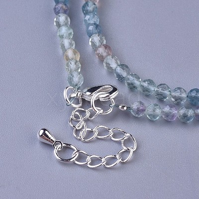 Natural Fluorite Beaded Necklaces NJEW-K114-B-A16-1