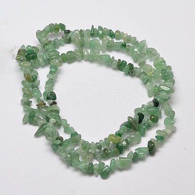 Natural Green Aventurine Chip Bead Strands G-L444-03-1