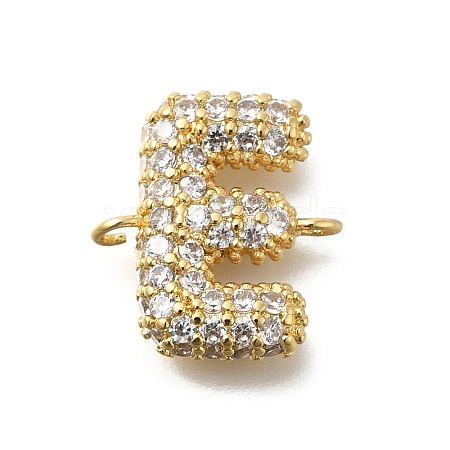 Brass Micro Pave Cubic Zirconia Letter Links X-KK-I717-04E-1