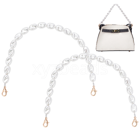   2Pcs Plastic Imitation Pearl Bead Bag Straps FIND-PH0008-21-1