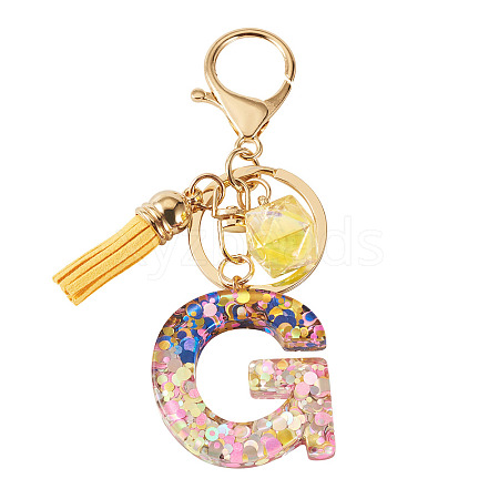 Alloy Resin Polygon Keychains KEYC-TADJ0002-03G-G-1