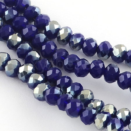 Electroplate Glass Faceted Rondelle Bead Strands X-EGLA-Q056-8mm-02-1