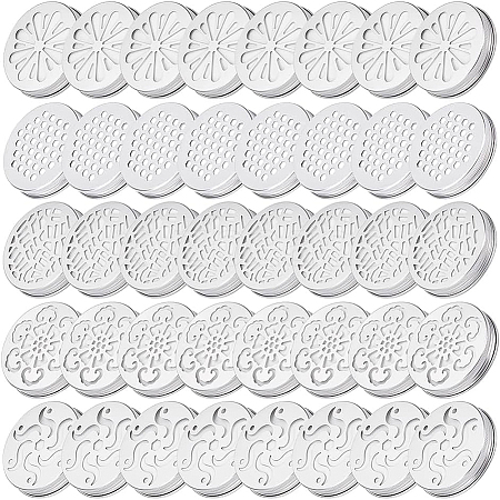 40Pcs 5 Style Aluminium Hollow Candle Canister Lids AJEW-BC0003-62-1