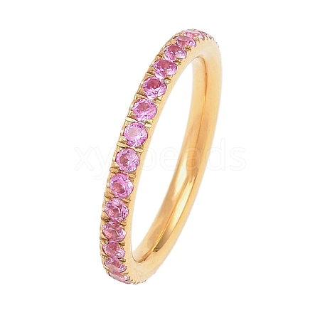 304 Stainless Steel Micro Pave Cubic Zirconia Finger Rings for Women RJEW-F214-01G-04-1