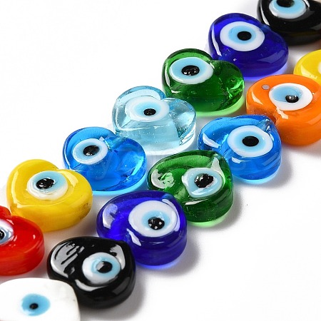 Handmade Evil Eye Lampwork Beads Strands X-LAMP-E023-07C-09-1