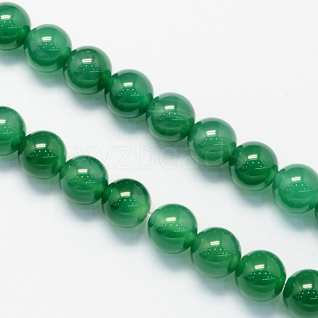 Round Natural Dyed & Heated Green Onyx Agate Beads Strands G-S123-6mm-1