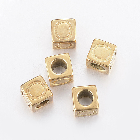 304 Stainless Steel Large Hole Letter European Beads STAS-H428-01G-O-1
