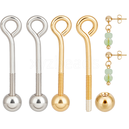 4Pcs 925 Sterling Silver Threaded Ball Eyepin STER-BC0003-33-1