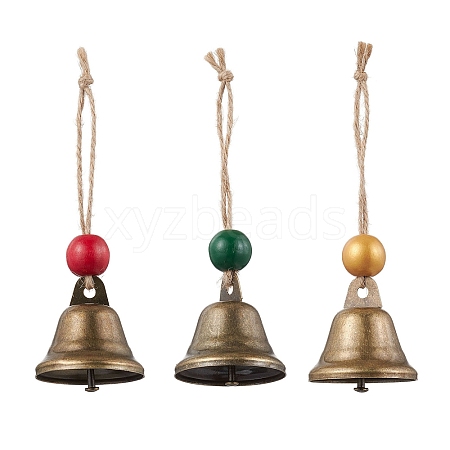 3Pcs 3 Colors Iron Bell Pendant Decoration HJEW-JM02235-1