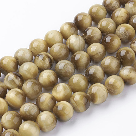 Natural Gold Tiger Eye Beads Strands X-G-C076-10mm-1AA-1