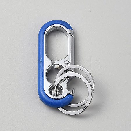 Oval Alloy Keychain Clasps with Double Rings FIND-YWC0011-02B-1