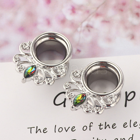 316L Surgical Stainless Steel Colorful Rhinestone Horse Eye Ear Plugs Gauges WG2285B-02-1