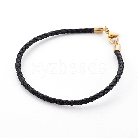 Braided Leather Cord Bracelet Making MAK-L018-04G-1