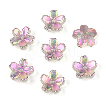 Transparent Electroplate Glass Bead Caps EGLA-N015-01D-1
