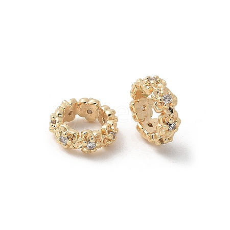 Brass Micro Pave Cubic Zirconia Daisy Spacer Beads KK-U052-35G-NF-1