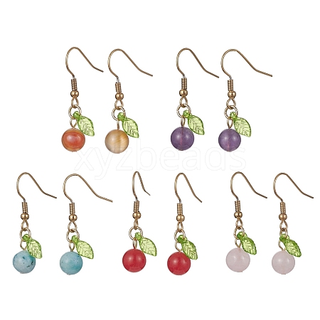 Mixed Natural Gemstone Beaded Dangle Earrings EJEW-JE05492-1