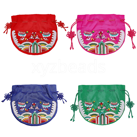 4Pcs 4 Colors Half Round Cloth Packing Pouches ABAG-CA0001-16-1