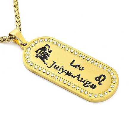 Constellation 304 Stainless Steel Micro Pave Clear Cubic Zirconia Wheat Chain Pendant Necklaces for Women Men NJEW-U007-01B-1