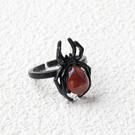 Natural Red Jasper Spider Open Cuff Rings PW-WGC70E9-14-1