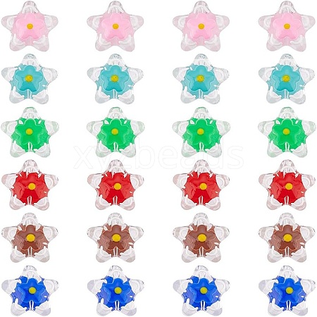 24Pcs 6 Colors Handmade Lampwork Beads LAMP-AR0001-31-1