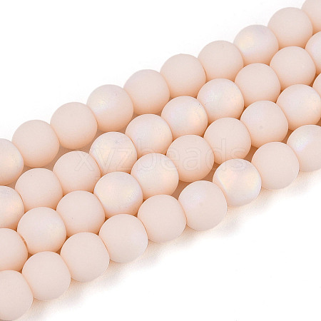 Frosted Opaque Glass Beads Strands GLAA-T032-P6mm-MBB09-1